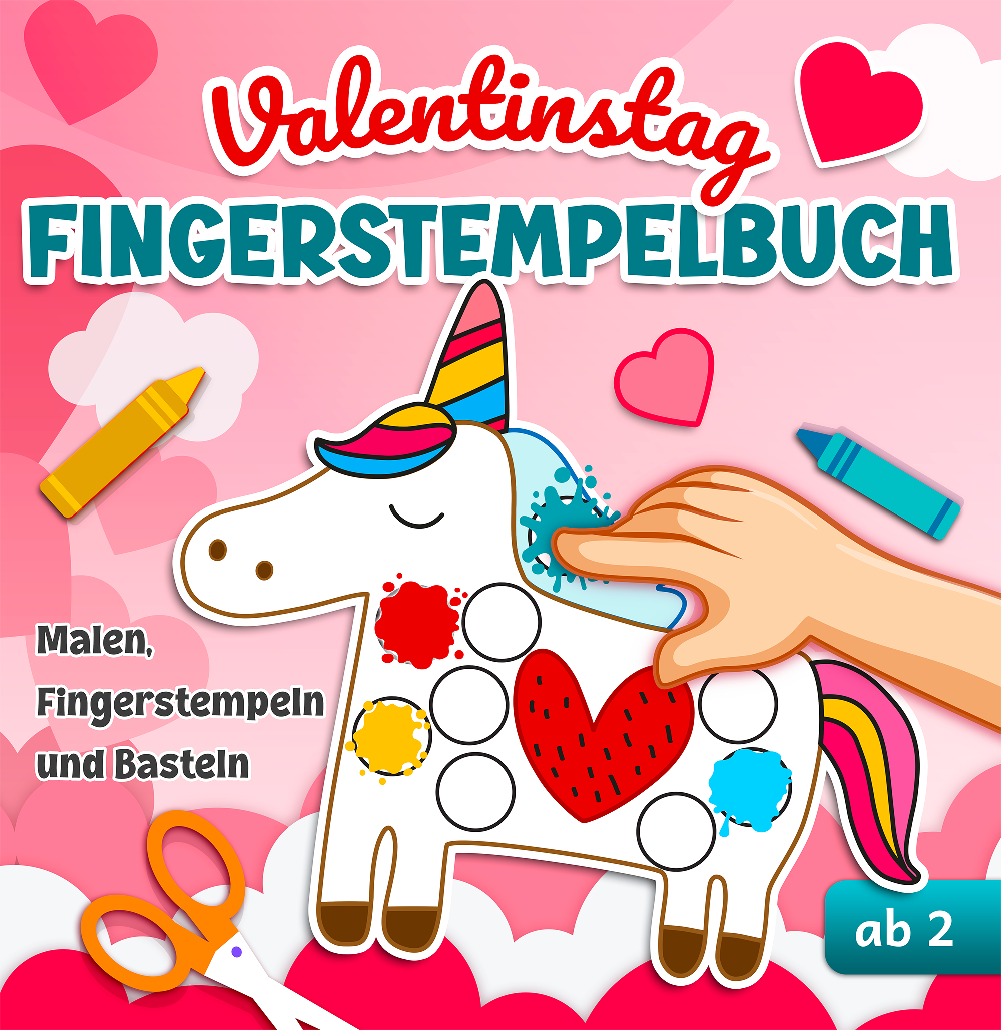 Fingerstempelbuch ab 2 zum Valentinstag